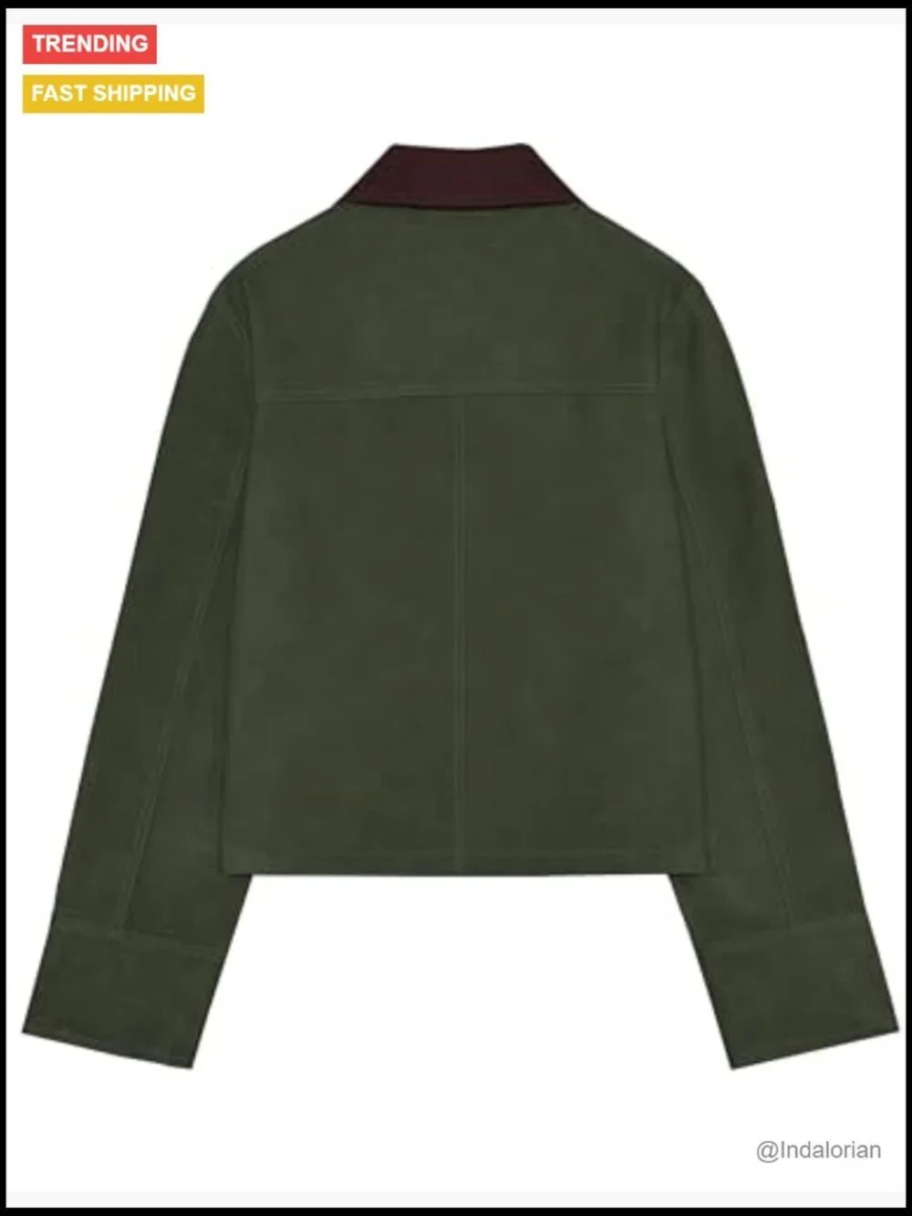 Faux Suede Button Down Shacket with Contrast Collar and Pockets